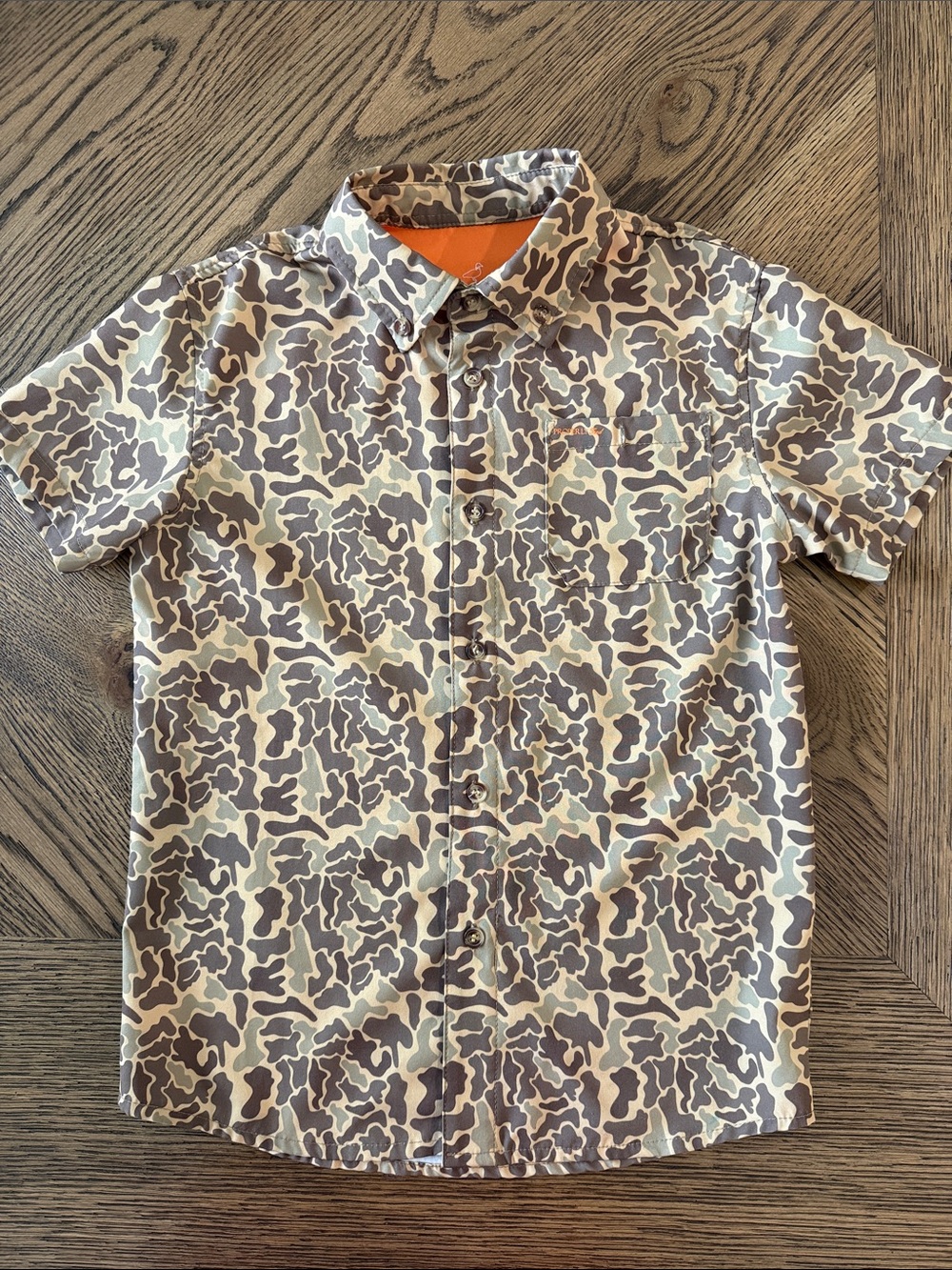 Properly Tied Boy’s camo button up vented SS shirt
